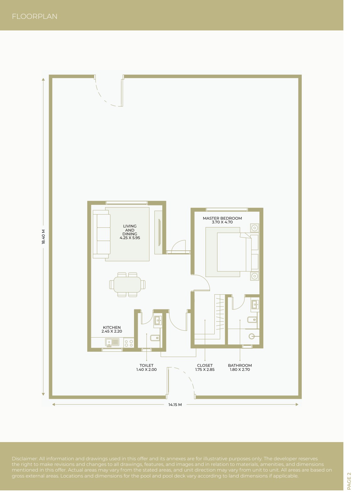 Plattegrond van 1-Slaapkamer Farmhouse – Jebel Sifah