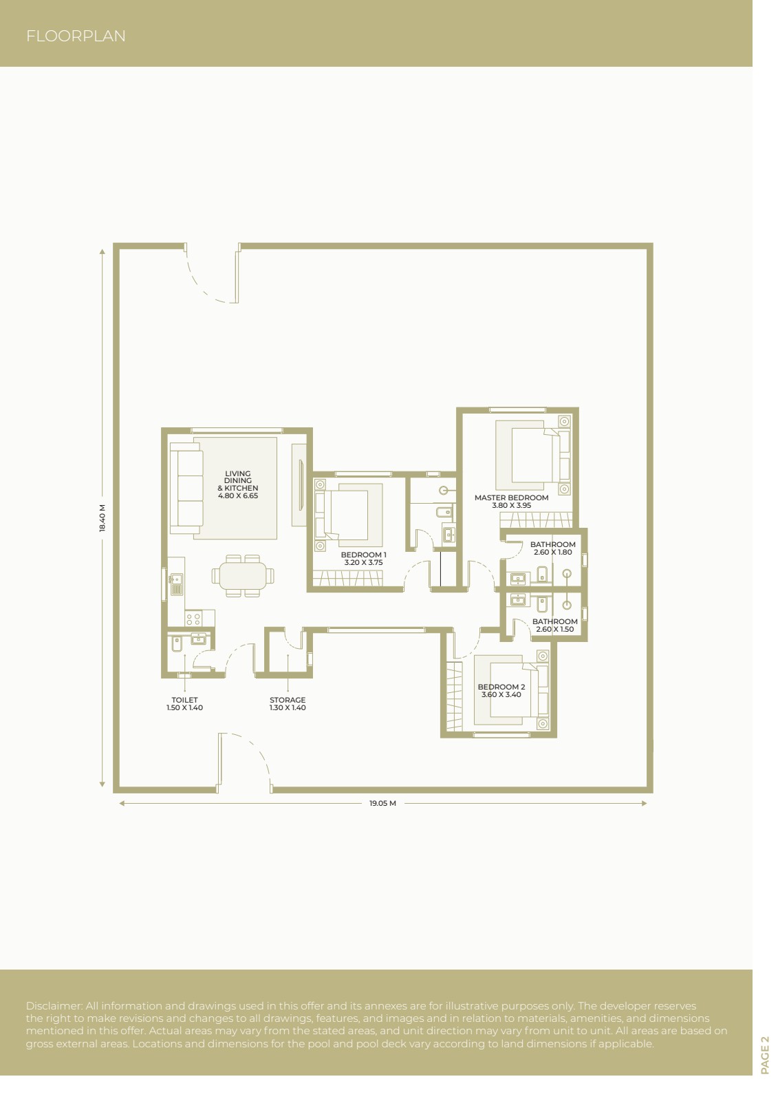 Plattegrond van 3-Slaapkamer Farmhouse – Jebel Sifah