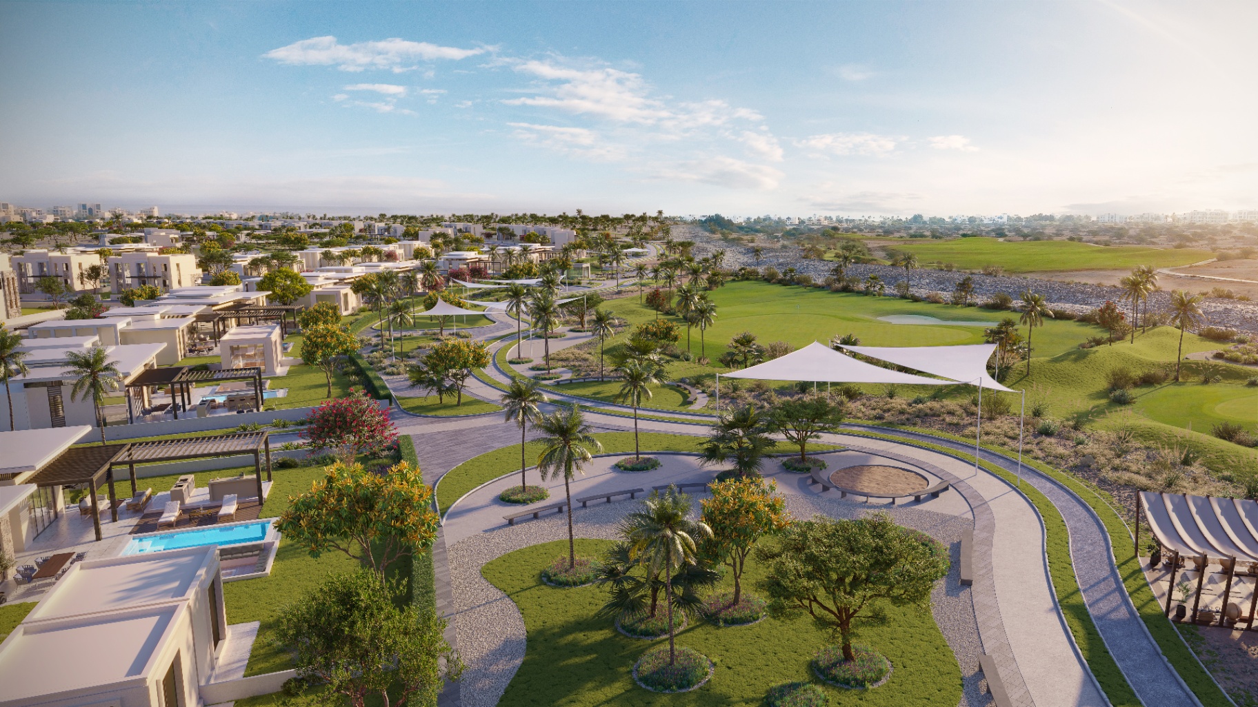 Raya vanuit de lucht – masterplan en golfomgeving