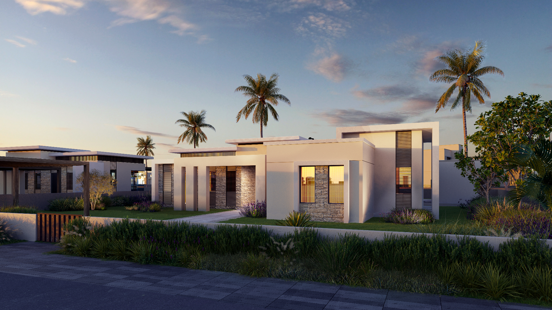 Raya Villa – exterieur bij avondlicht