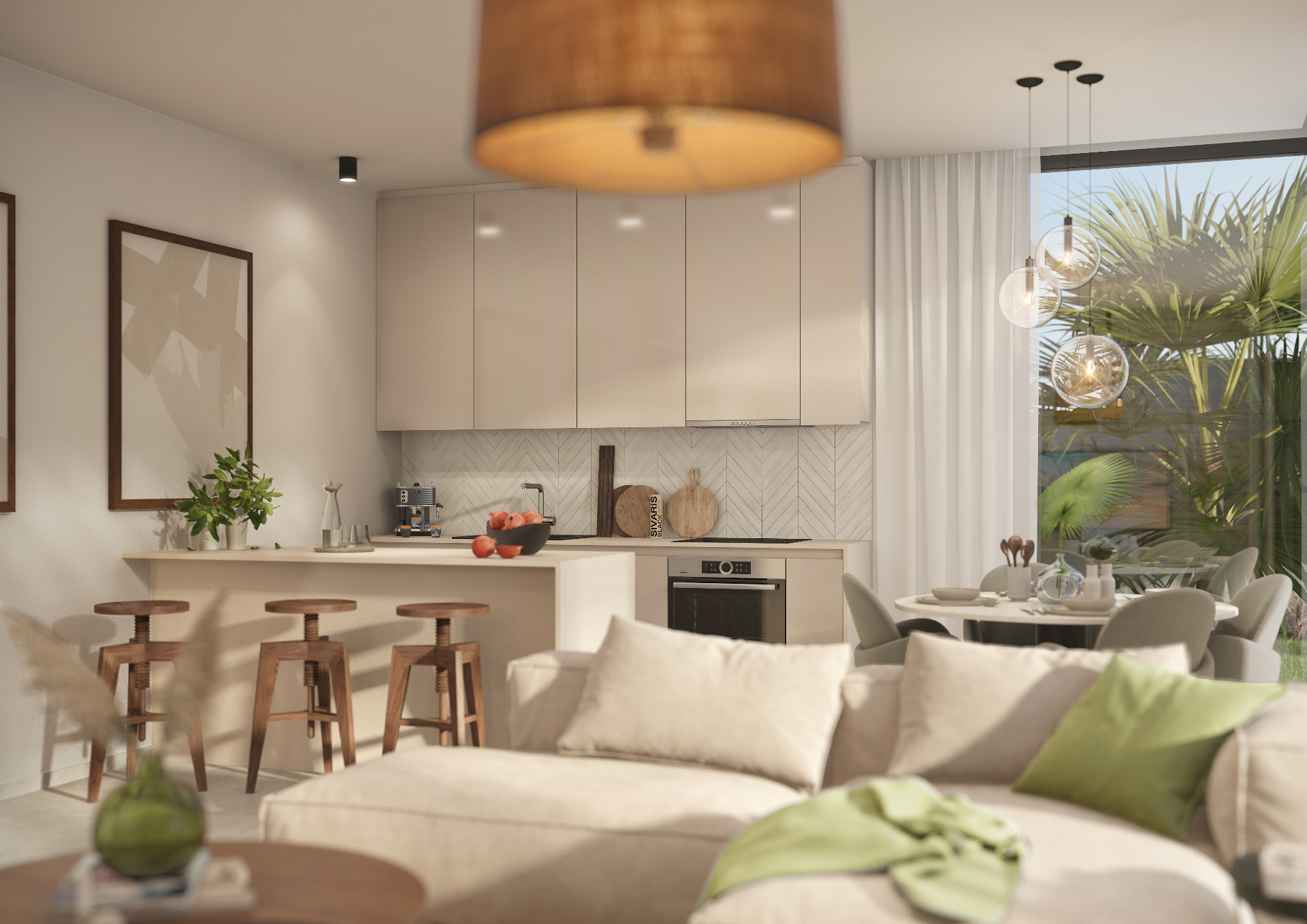 Raya Wellness Villa – keuken en woonkamer detail