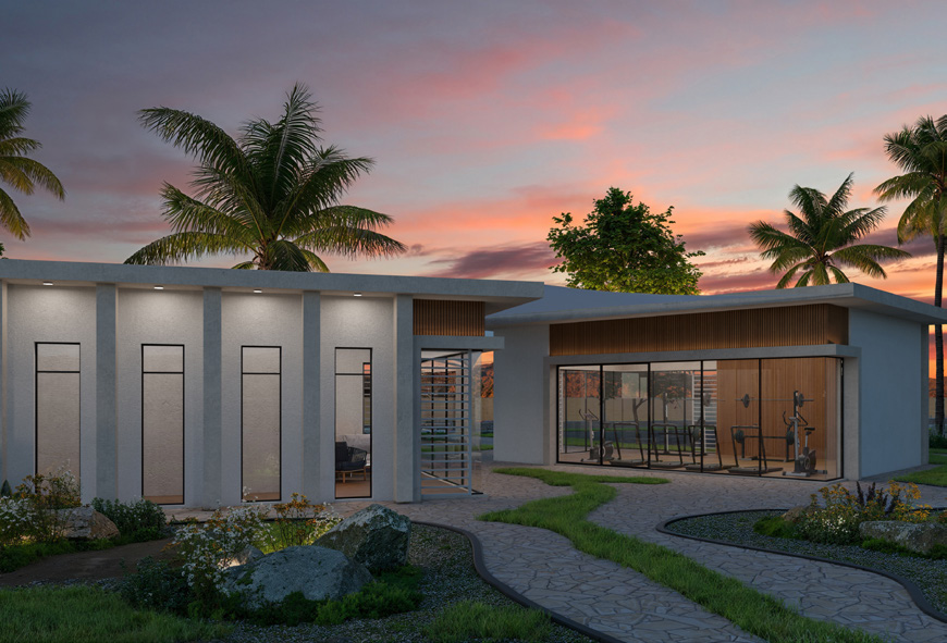 Solaris – wellness spa en fitnesscentrum bij avond