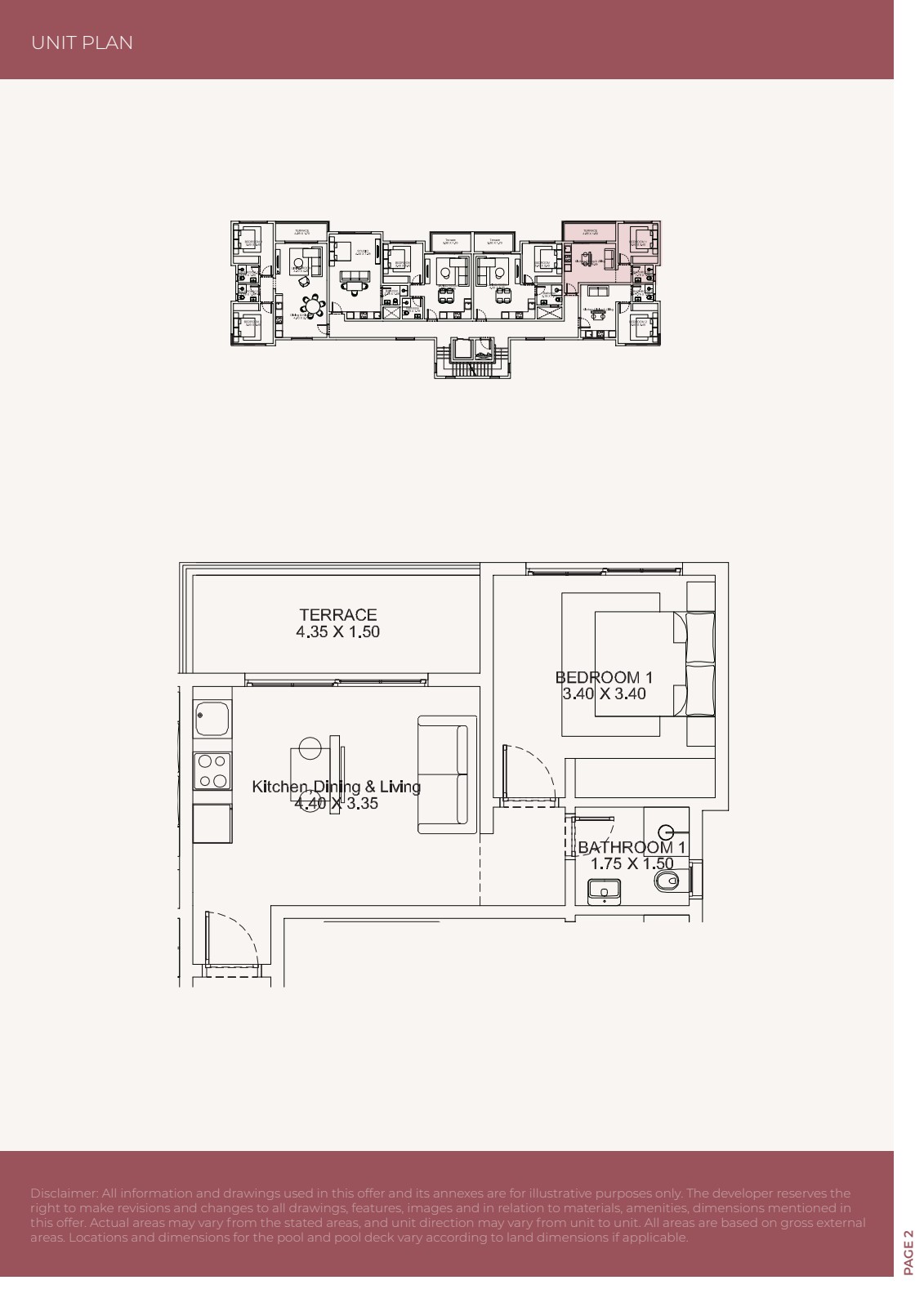 Plattegrond van 1-Slaapkamer Appartement – Solaris, Jebel Sifah